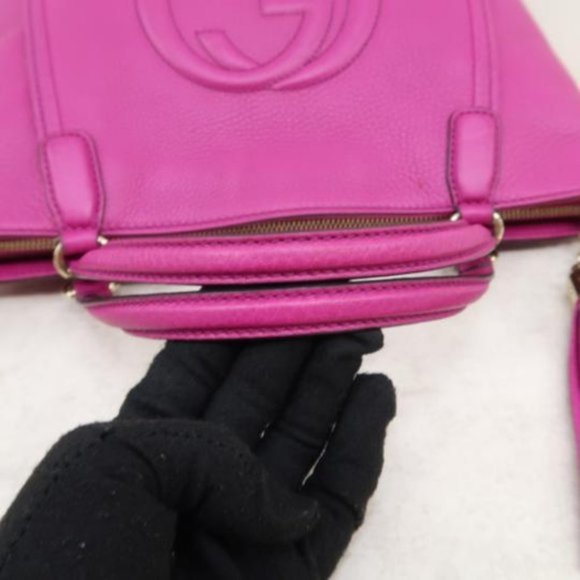 Auth Gucci Soho Small Fuchsia Calfskin Satchel Bag - Picture 5 of 11
